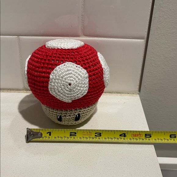Handcrafted Mario Super Mushroom Figure Holiday Decor Amigurui Crochet Toy - Picture 5 of 8